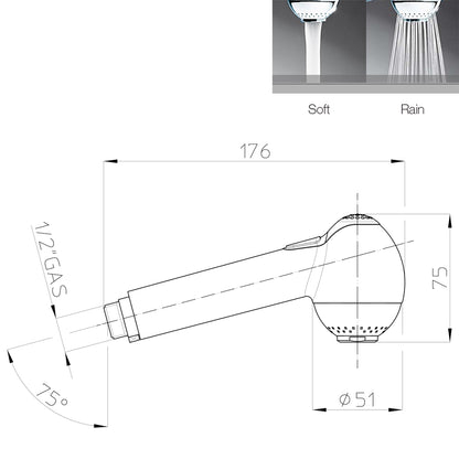 Doccetta cucina abs cromato 2 getti Bossini Kappa diametro 52,5 mm by CeramicStore | Lo specialista del tuo bagno