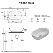 Lavabo d'appoggio bianco opaco Ceramica Globo T-Edge 54x36 h.16 cm