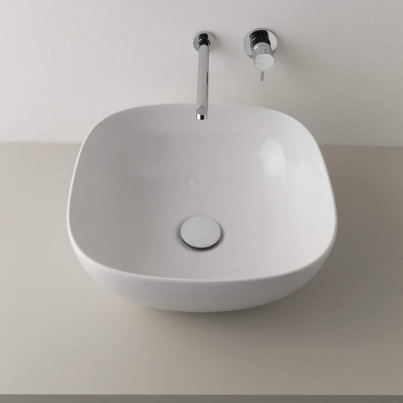 Lavabo d'appoggio Ceramica Globo T-Edge bianco opaco 38x38 h.16 cm