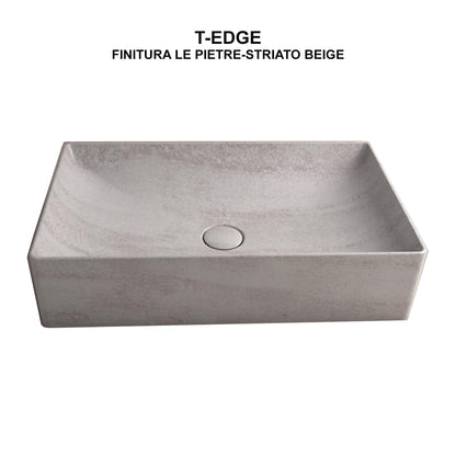Lavabo d'appoggio striato beige Ceramica Globo Le Pietre 61x37 h.14 cm