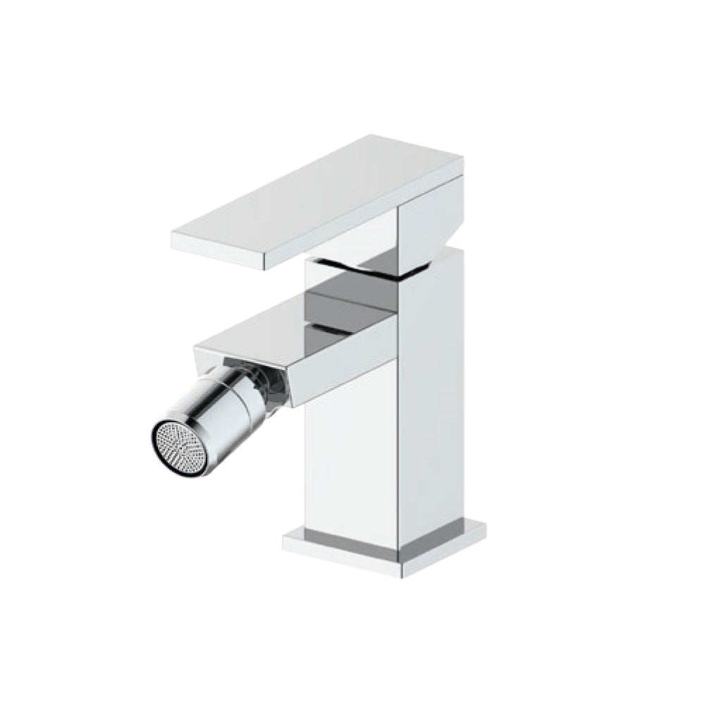 Miscelatore bidet monocomando RubiFlux Square ottone cromato con piletta di scarico click-clack by CeramicStore | Lo specialista del tuo bagno