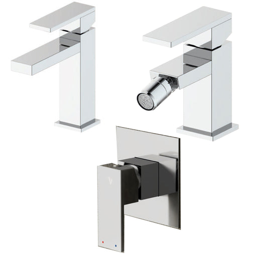 Composizione Square con miscelatore lavabo+bidet+doccia in ottone cromato by CeramicStore | Lo specialista del tuo bagno