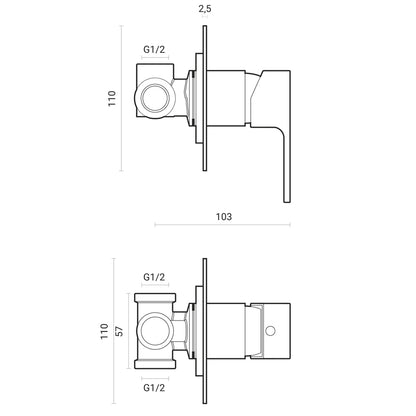 Composizione Square con miscelatore lavabo alto, bidete doccia ottone cromo by CeramicStore | Lo specialista del tuo bagno
