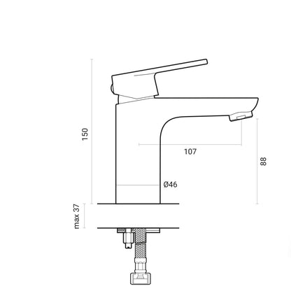 Miscelatore lavabo monocomando Orion ottone cromato con piletta di scarico by CeramicStore | Lo specialista del tuo bagno