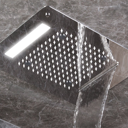 Soffione doccia rettangolare ad incasso 35x45 cm a 3 vie in acciaio inox 304 con cromoterapia by CeramicStore | Lo specialista del tuo bagno