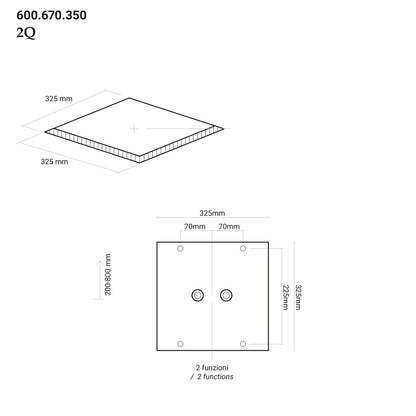 Soffione doccia quadro ad incasso 35x35 cm a 2 vie in acciaio inox 304 lucidato a specchio by CeramicStore | Lo specialista del tuo bagno