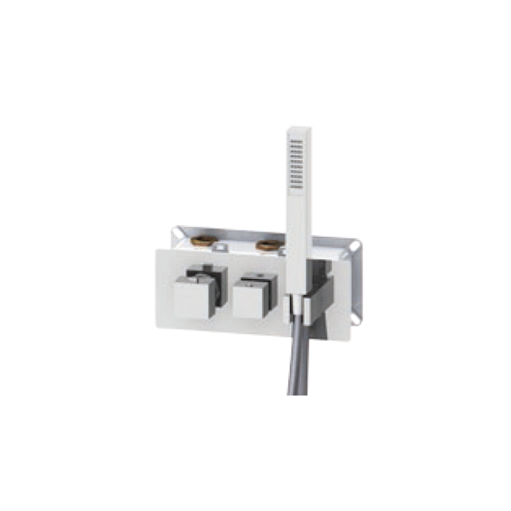 Miscelatore termostatico ad incasso con set doccia mod. 'Q' in ottone con deviatore 3-2 vie by CeramicStore | Lo specialista del tuo bagno
