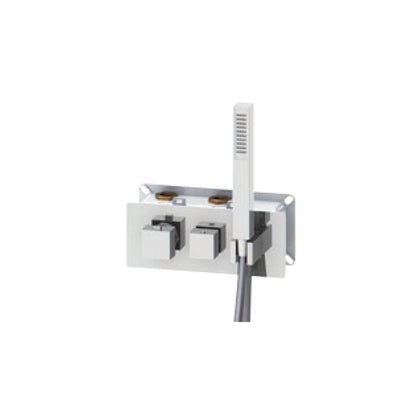 Miscelatore termostatico ad incasso con set doccia mod. 'Q' in ottone con deviatore 3-2 vie by CeramicStore | Lo specialista del tuo bagno