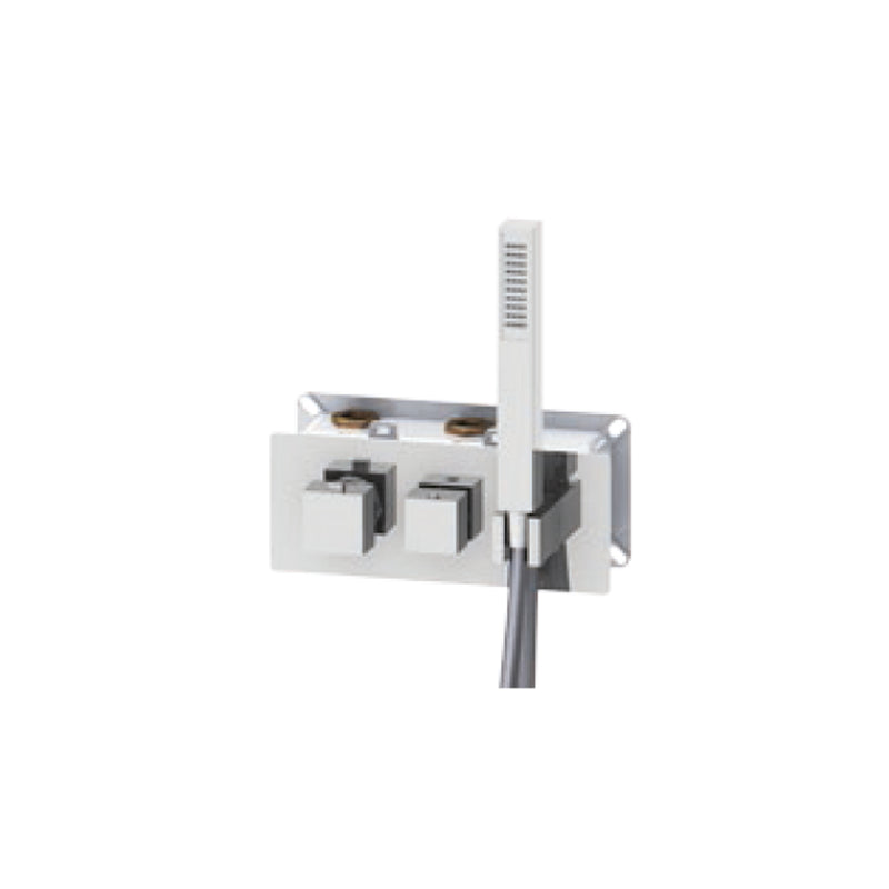 Miscelatore termostatico ad incasso con set doccia mod. 'Q' in ottone con deviatore 3-2 vie by CeramicStore | Lo specialista del tuo bagno