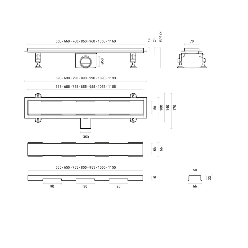 Canalina doccia rettangolare ad incasso 80x7 cm con cover in full inox e membrana waterprooof by CeramicStore | Lo specialista del tuo bagno