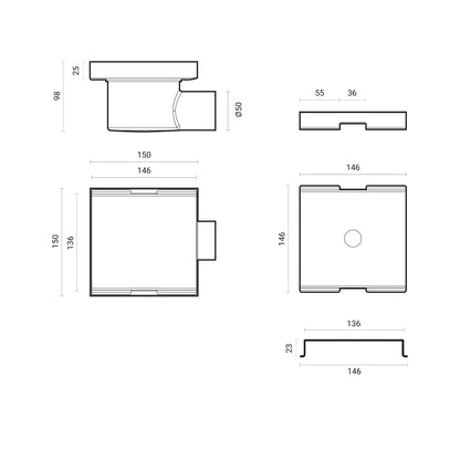 Canalina doccia incasso quadrata 15x15 cm con cover in full inox e scarico antiodore by CeramicStore | Lo specialista del tuo bagno