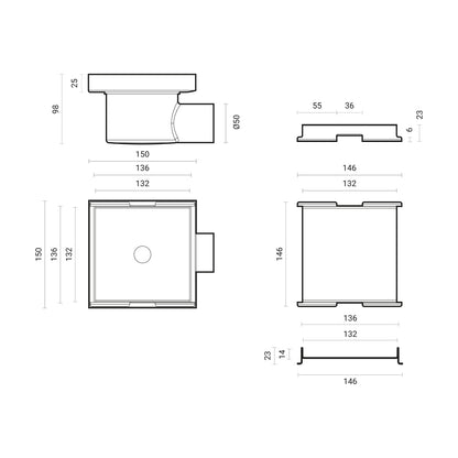 Canalina doccia incasso quadrata 15x15 cm con cover in full inox per predisposizione piastrella by CeramicStore | Lo specialista del tuo bagno