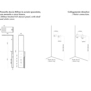 Pannello doccia multifunzionale B-White 135x49 cm acciaio spazzolato con mensola e cover bianca by CeramicStore | Lo specialista del tuo bagno