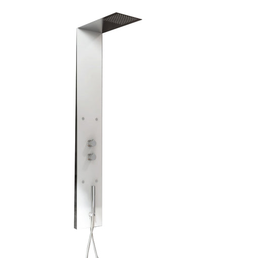 Pannello doccia multifunzionale Paris 145x49 cm acciaio spazzolato con cover bianca by CeramicStore | Lo specialista del tuo bagno