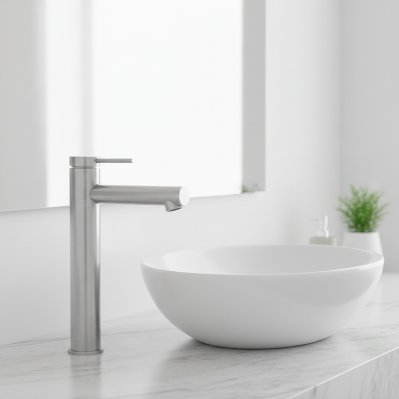 Miscelatore monocomando lavabo Alto senza scarico PVD Grigio Argo collezione Alba