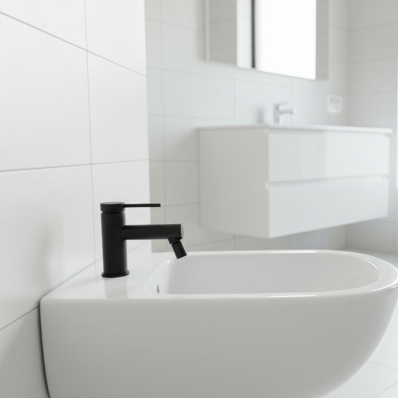 Miscelatore monocomando Bidet senza scarico Nero Opaco Argo collezione Alba