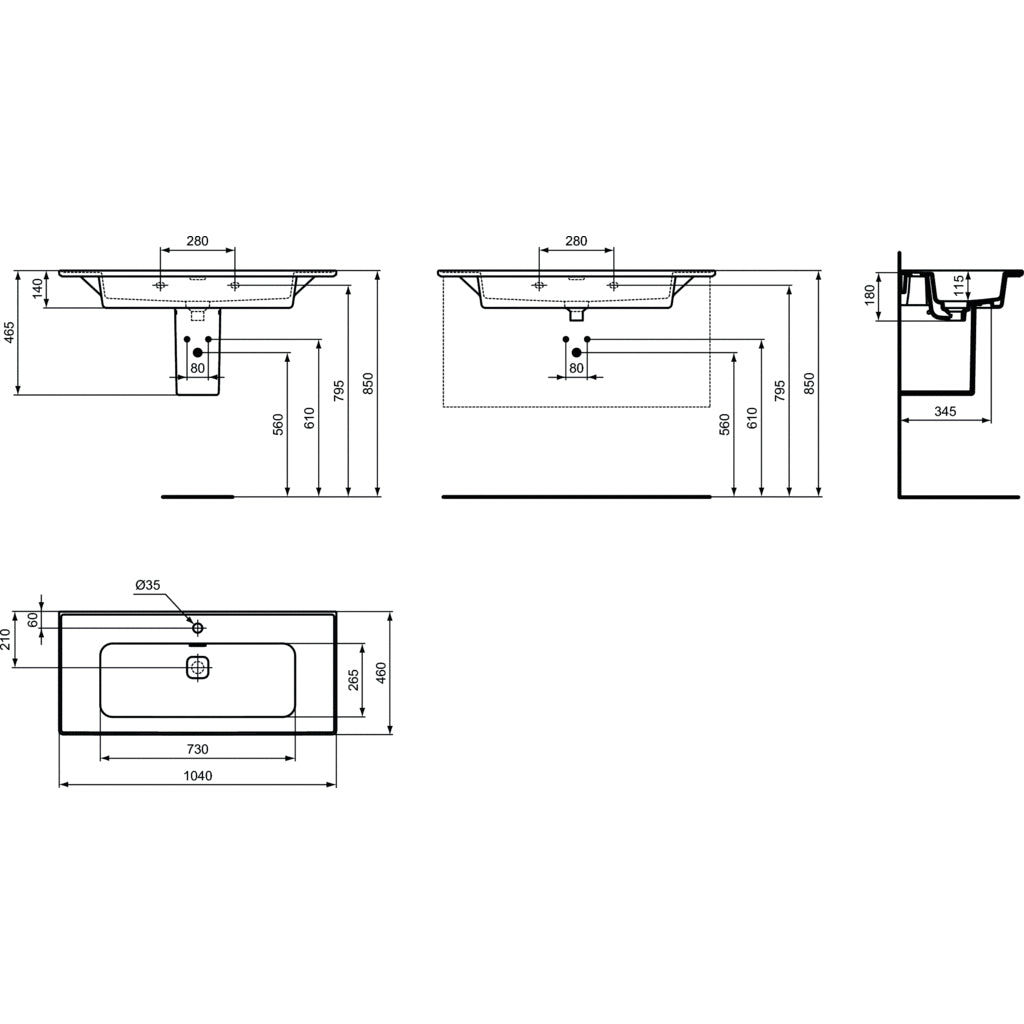Lavabo sospeso da 100 cm Ideal Standard Strada II copripiletta in ceramica inclusa by CeramicStore | Lo specialista del tuo bagno