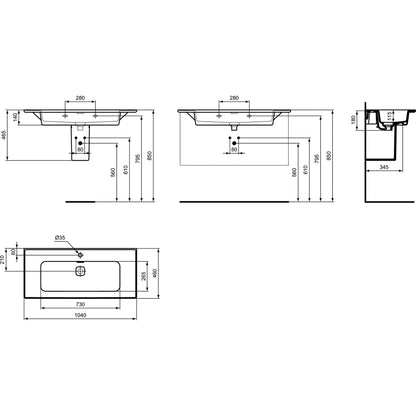 Lavabo sospeso da 100 cm Ideal Standard Strada II copripiletta in ceramica inclusa by CeramicStore | Lo specialista del tuo bagno
