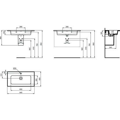 Lavabo sospeso da 80 cm Ideal Standard Strada II copripiletta in ceramica inclusa by CeramicStore | Lo specialista del tuo bagno