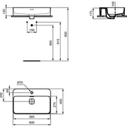 Lavabo d'appoggio 60x40 Ideal Standard Strada II con foro rubinetto