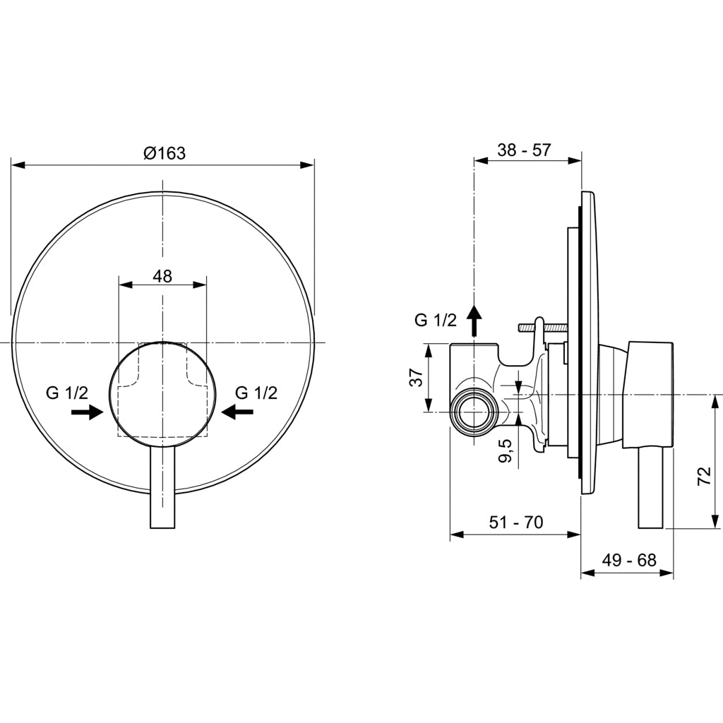 Miscelatore monocomando ad incasso per doccia Ideal Standard Ceraline ottone cromato by CeramicStore | Lo specialista del tuo bagno