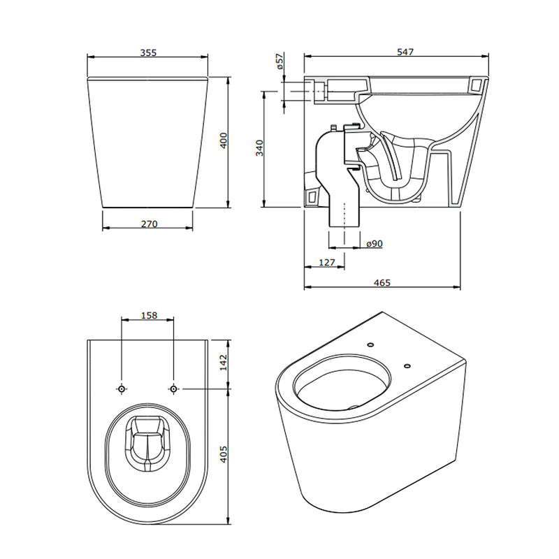 Sanitari filomuro moderni Sanindusa Urb.Y PLUS 55 wc