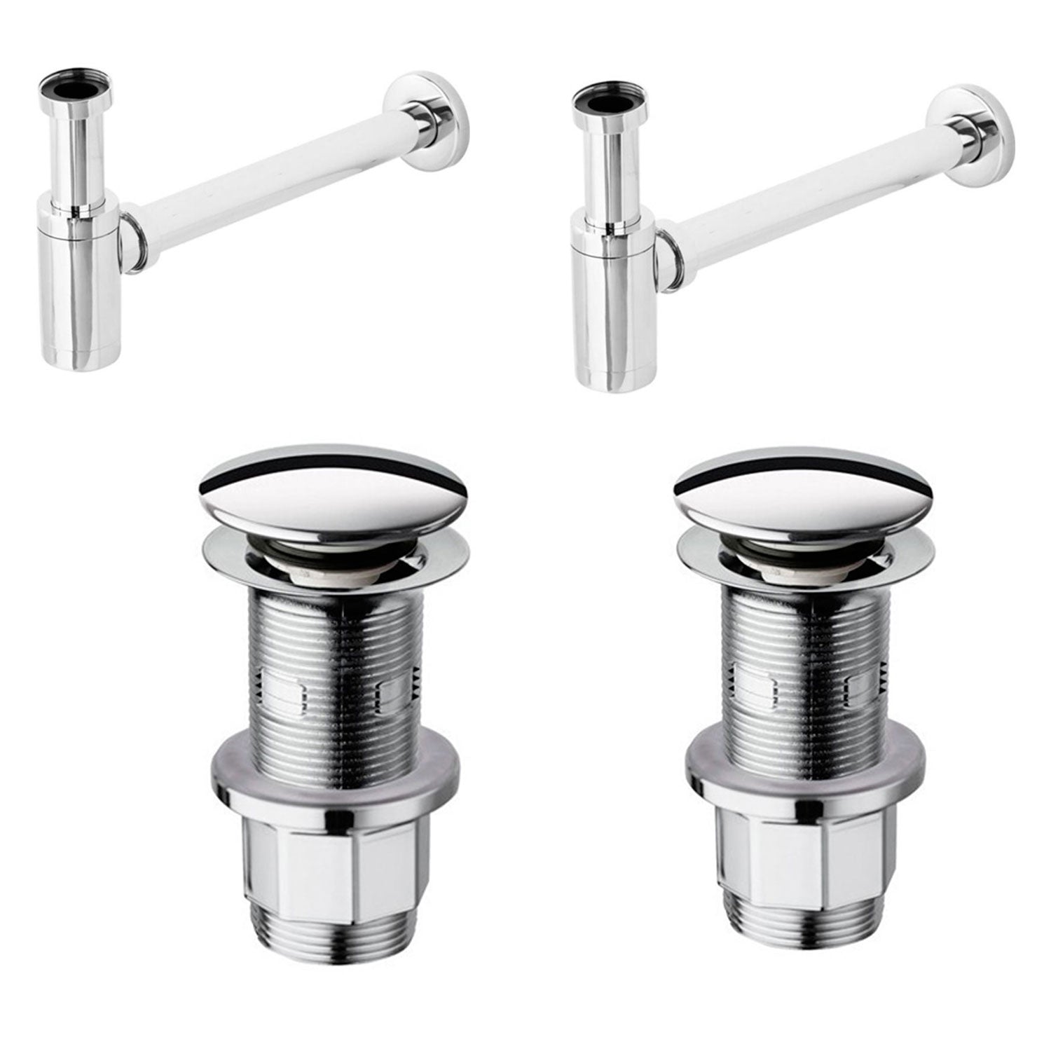 Kit per installazione per due lavabi con sifone design e piletta clic clac