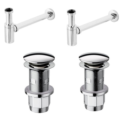 Kit per installazione per due lavabi con sifone design e piletta clic clac