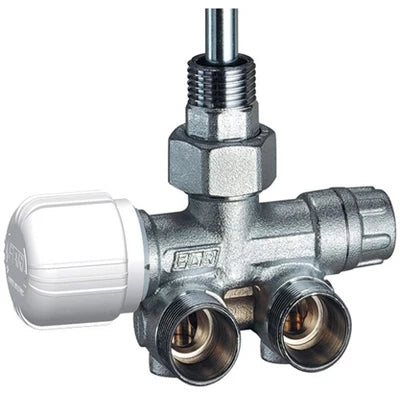 Valvola mono-bitubo termostatizzabile squadra dx c/bocchettone far diam. 1/2