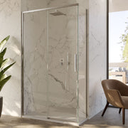 Box Doccia ad angolo 90x120 con lato fisso e porta scorrevole in cristallo 6 mm e profilo Cromo brillante Versione Sinistra by CeramicStore | Lo specialista del tuo bagno