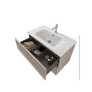 Composizione bagno sospesa Nexu 2 cassetti con lavabo specchio con lampada LED 80x50 cm grigio caldo by CeramicStore | Lo specialista del tuo bagno