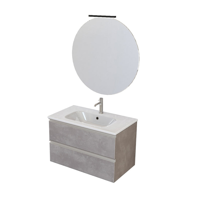 Composizione bagno sospesa Nexu 2 cassetti con lavabo specchio con lampada LED 80x50 cm grigio caldo by CeramicStore | Lo specialista del tuo bagno