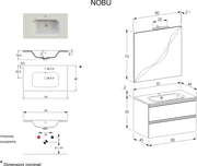 Composizione bagno sospesa Nexu 2 cassetti con lavabo specchio con lampada LED 80x50 cm rovere naturale by CeramicStore | Lo specialista del tuo bagno