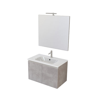 Composizione bagno sospesa Nexu 2 ante con lavabo specchio con lampada LED 80x50 cm grigio caldo by CeramicStore | Lo specialista del tuo bagno