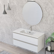 Composizione bagno sospesa Nexu 2 cassetti con lavabo specchio con lampada LED 100x50 cm bianco by CeramicStore | Lo specialista del tuo bagno