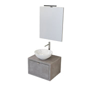 Composizione bagno sospesa Nyumba a 1 cassetto con lavabo, specchio e lampada LED 60x40 cm grigio caldo by CeramicStore | Lo specialista del tuo bagno