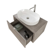 Composizione bagno sospesa Nyumba a 1 cassetto con lavabo, specchio e lampada LED 80x40 cm grigio caldo by CeramicStore | Lo specialista del tuo bagno