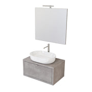 Composizione bagno sospesa Nyumba a 1 cassetto con lavabo, specchio e lampada LED 80x40 cm grigio caldo by CeramicStore | Lo specialista del tuo bagno