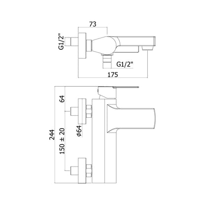 Miscelatore vasca-doccia 2 uscite Paffoni Tango con deviatore e supporto fisso a muro by CeramicStore | Lo specialista del tuo bagno