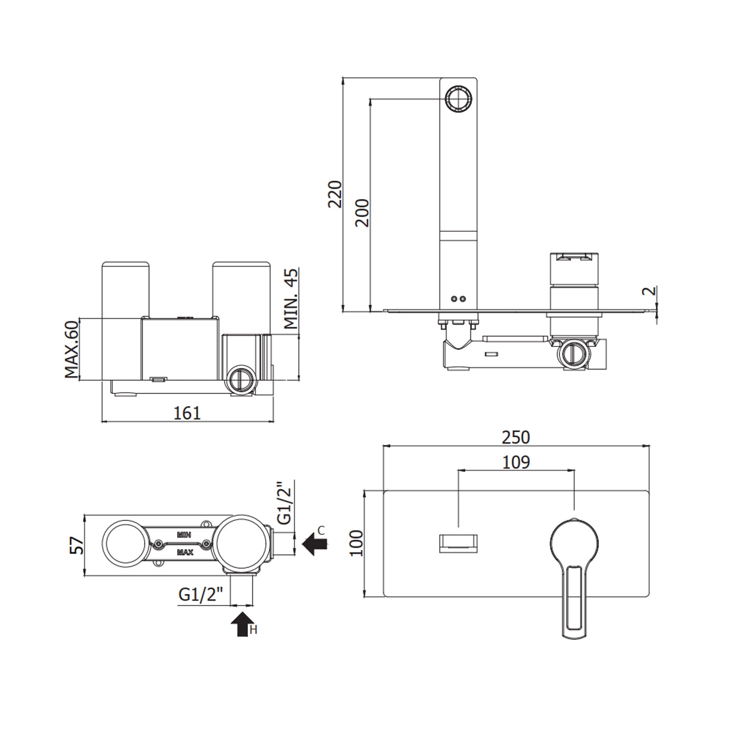 Miscelatore incasso lavabo l. 200 mm Paffoni serie West - Cromato by CeramicStore | Lo specialista del tuo bagno