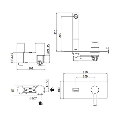 Miscelatore incasso lavabo l. 200 mm Paffoni serie West - Cromato by CeramicStore | Lo specialista del tuo bagno