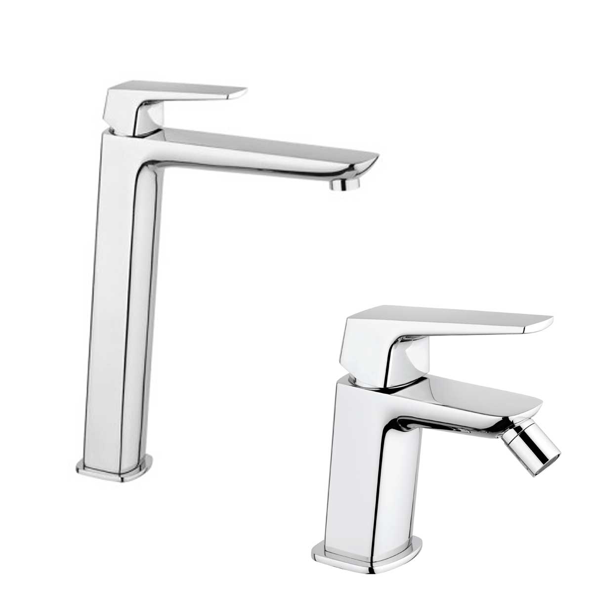 Set di Miscelatori lavabo Alto e Bidet con scarico finitura cromata collezione Spartaco di Mamoli Rubinetterie by CeramicStore | Lo specialista del tuo bagno