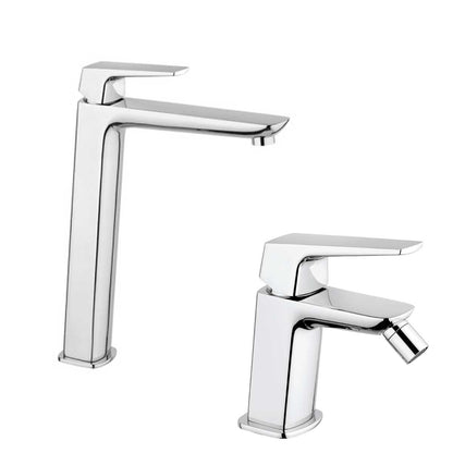 Set di Miscelatori lavabo Alto e Bidet con scarico finitura cromata collezione Spartaco di Mamoli Rubinetterie by CeramicStore | Lo specialista del tuo bagno