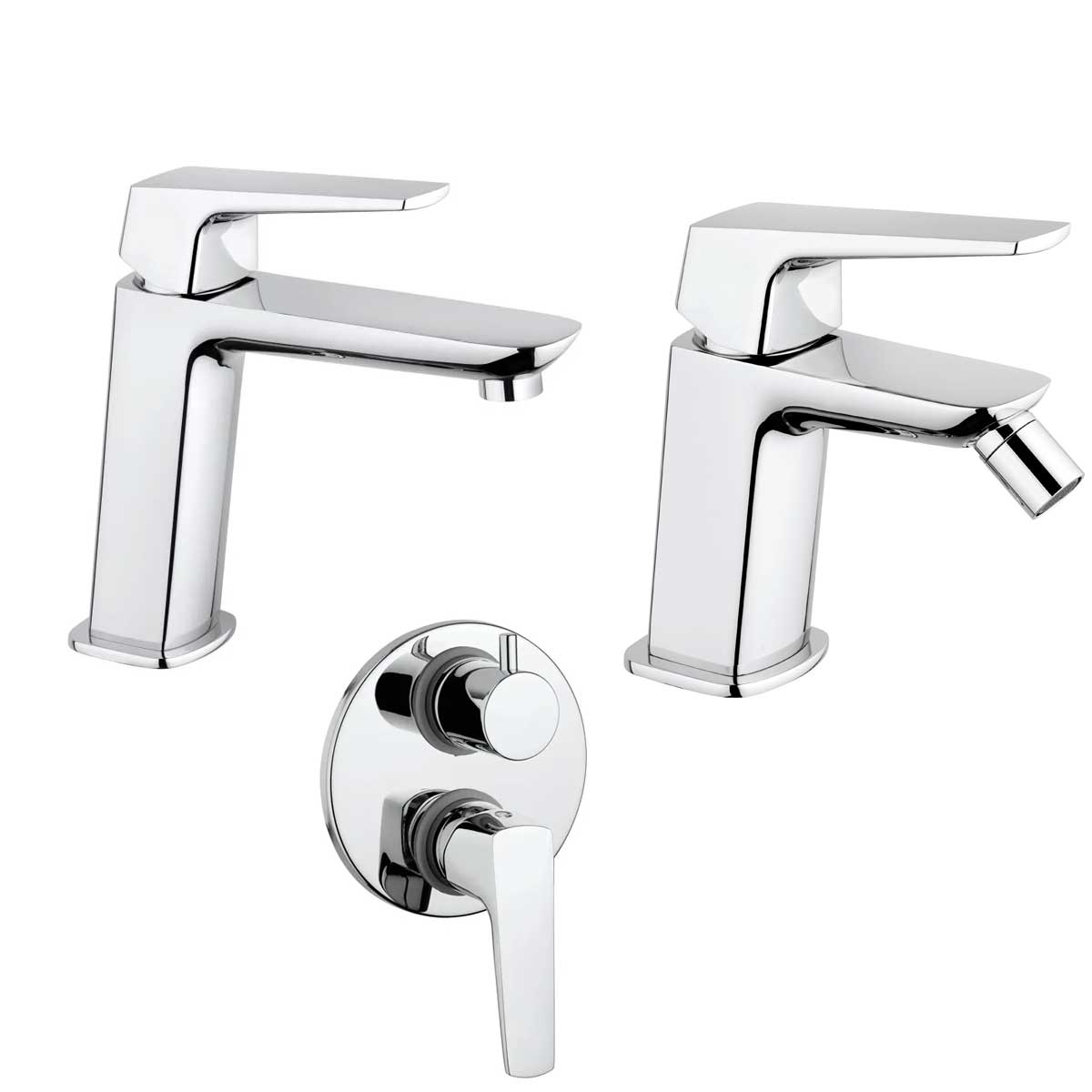 Set di Miscelatori Doccia Incasso con Deviatore, lavabo e Bidet con scarico finitura cromata collezione Spartaco di Mamoli Rubinetterie by CeramicStore | Lo specialista del tuo bagno