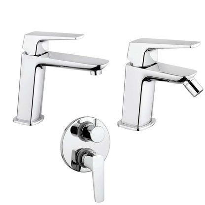 Set di Miscelatori Doccia Incasso con Deviatore, lavabo e Bidet con scarico finitura cromata collezione Spartaco di Mamoli Rubinetterie by CeramicStore | Lo specialista del tuo bagno