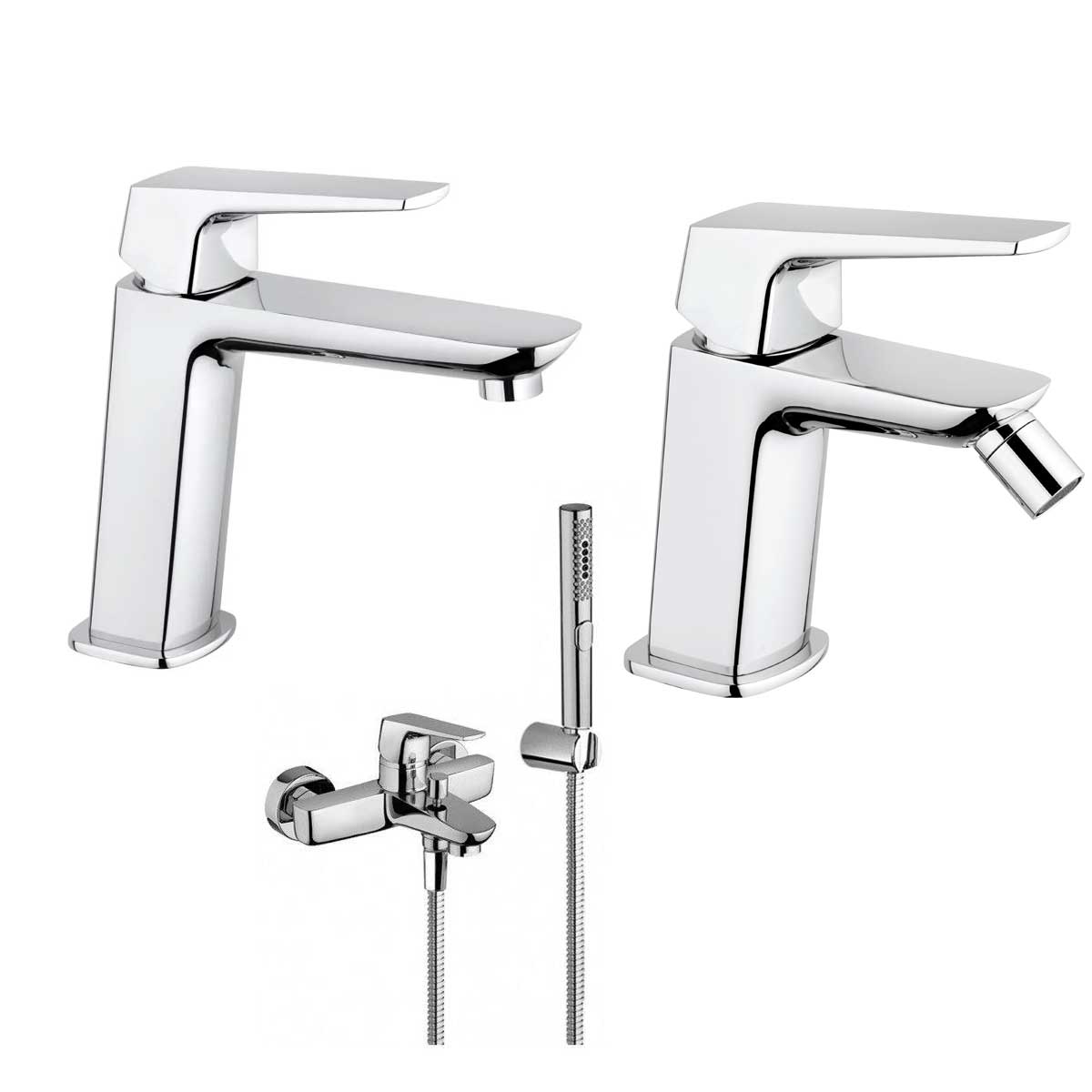 Set di Miscelatori Vasca con doccino, lavabo e Bidet con scarico finitura cromata collezione Spartaco di Mamoli Rubinetterie by CeramicStore | Lo specialista del tuo bagno