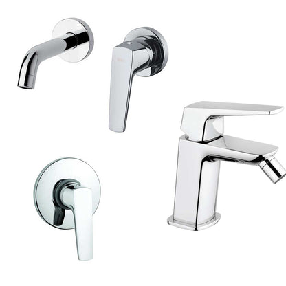 Set di Miscelatori Doccia, Lavabo incasso a parete e Bidet con scarico finitura cromata collezione Spartaco di Mamoli Rubinetterie by CeramicStore | Lo specialista del tuo bagno