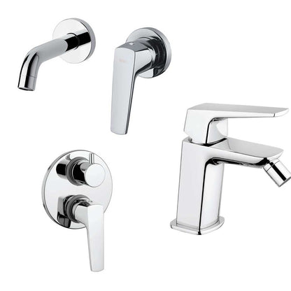 Set di Miscelatori Doccia, con Deviatore Lavabo incasso a parete e Bidet con scarico finitura cromata collezione Spartaco di Mamoli Rubinetterie by CeramicStore | Lo specialista del tuo bagno
