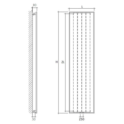 Termoarredo idraulico a piastra verticale modello TermoCrea Bianco 1200x585 mm interasse 50 mm By Scirocco by CeramicStore | Lo specialista del tuo bagno