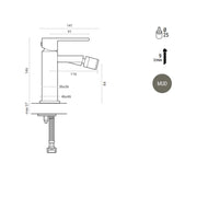Miscelatore bidet monocomando RubiFlux Square Mud con piletta di scarico click-clack - Grigio Fango by CeramicStore | Lo specialista del tuo bagno